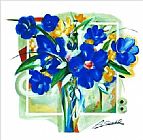 Blue Flowers In Vase by Alfred Gockel